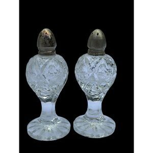 Vintage Rogers Crystal‎ Pedestal Salt and Pepper Shakers